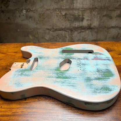 Warmtone Custom Guitars Relic Tele Style Guitar Body “Pink Grass”