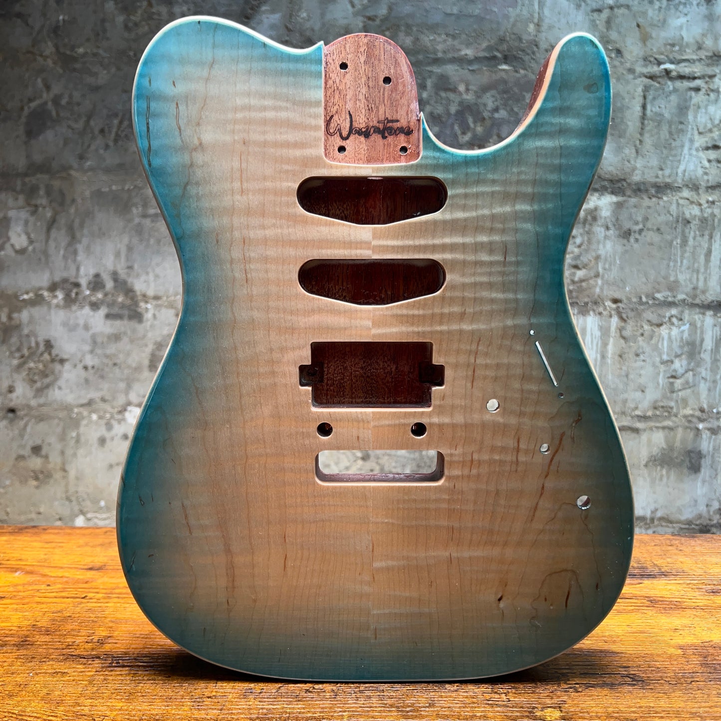 Warmtone CG 5a Flamed Maple Telecaster Guitar Body "Caribbean Burst”