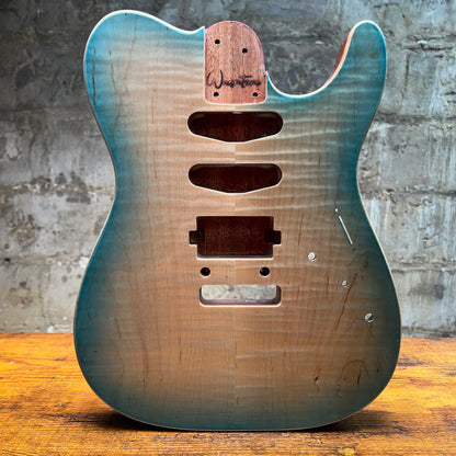 Warmtone CG 5a Flamed Maple Telecaster Guitar Body "Caribbean Burst”