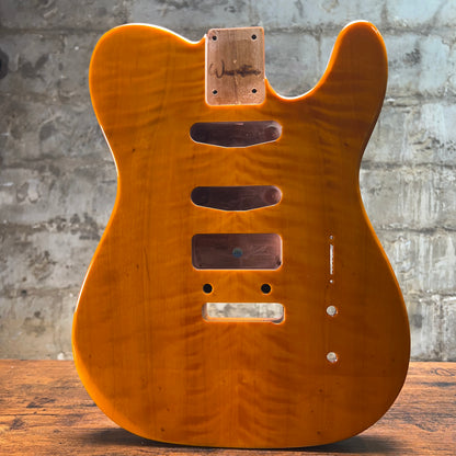 Warmtone CG Flamed Maple Tele Guitar Body "Amber” P90 Gloss