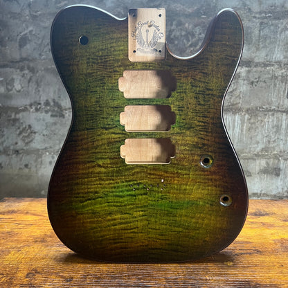 Warmtone CG HHH Tele Guitar Body 2 Sided Flamed Maple “Forest Sunset”