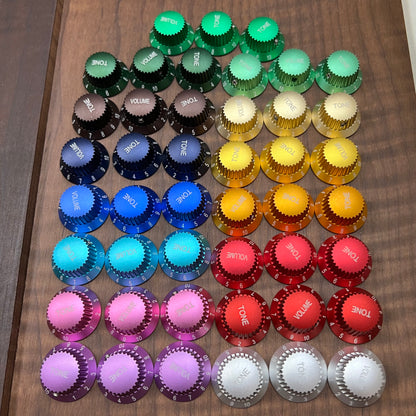 Warmtone CG Anodized Aluminum Strat Knob Set “Metallic Green” Set Screw