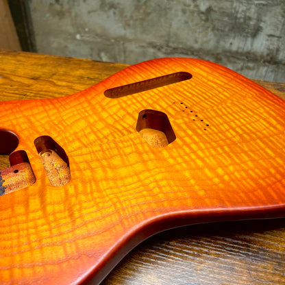 Warmtone CG Flamed Maple Telecaster Guitar Body "Amber Burst” 4.8lbs