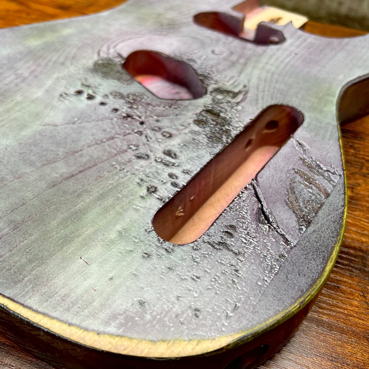 Warmtone Custom Guitars Relic HS Tele Style Guitar Body “Hulk” Nitro