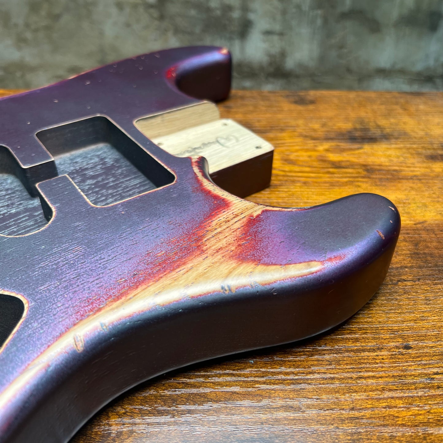 Warmtone CG HSH Strat Style Guitar Body Relic "Purple Bash” Nitro