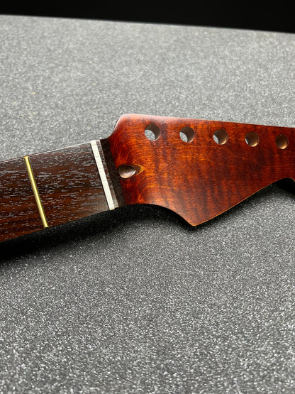 5a Dark Red Roasted Flamed Maple St Style Neck #24 C Shape Satin 9.5 Radius