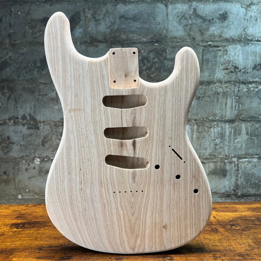 1 Piece Swamp Ash SSS Strat Style Guitar Body Backroute Unfinished 4lbs