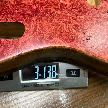 Warmtone CG Tele Guitar Body “Ruby Diamond” Maple Burl/Limba