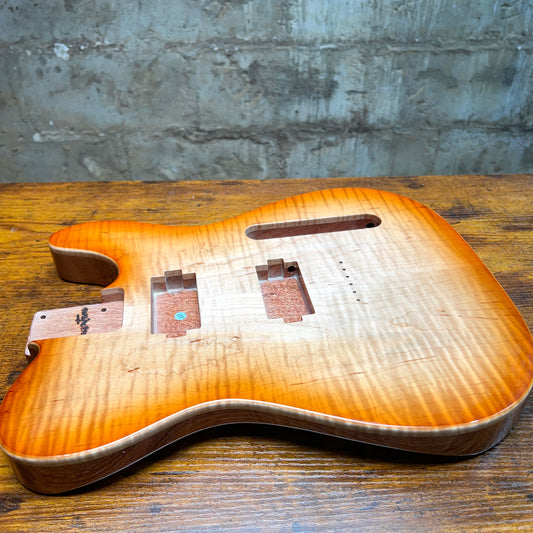 Warmtone CG 5a Flamed Maple Telecaster Guitar Body "Desert Flames” #237