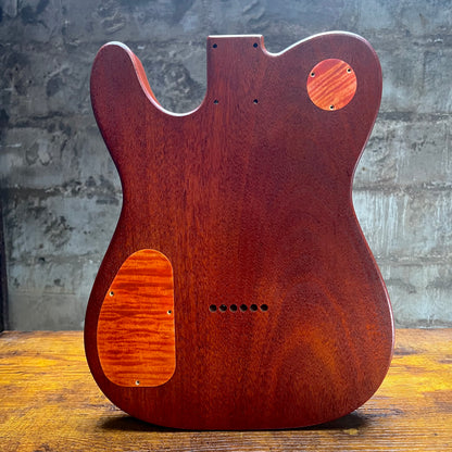 Holy Grail Guitars HHH Tele Flamed Maple Guitar Body “Flames” 1 pc Mahogany