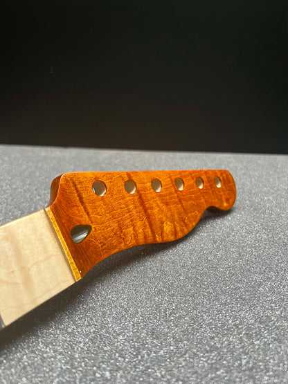 Rustic Brown Flamed Maple Tele Style Neck C Shape Satin 9.5 Radius #17