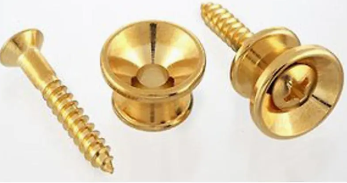 2 Gold Strap Buttons For Guitar