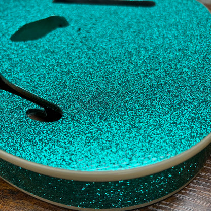 Warmtone Custom Guitars Alder Tele Body W/ Binding "Aqua Sparkle" F Hole