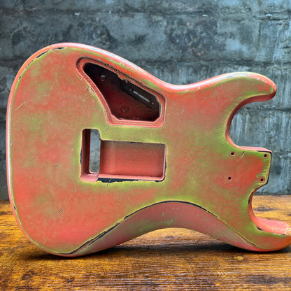 Warmtone CG Hss Strat Style Guitar Body Relic "Faded Pink” Nitro 4.2lbs