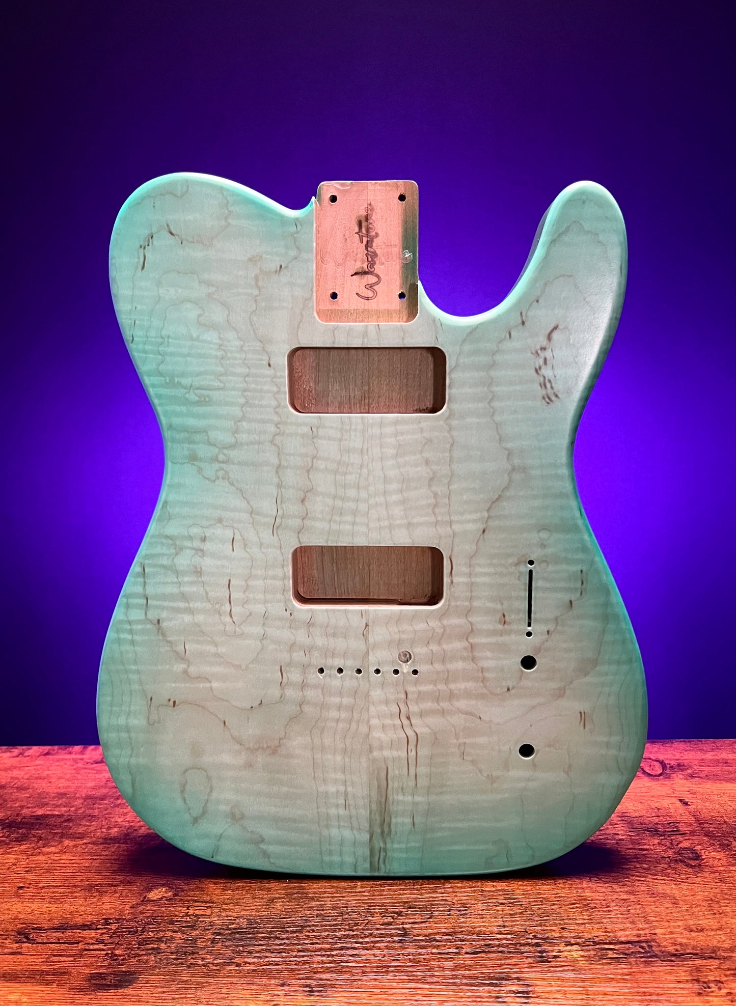 Warmtone Custom Guitars Tele Style Guitar Body “Mint Flames”