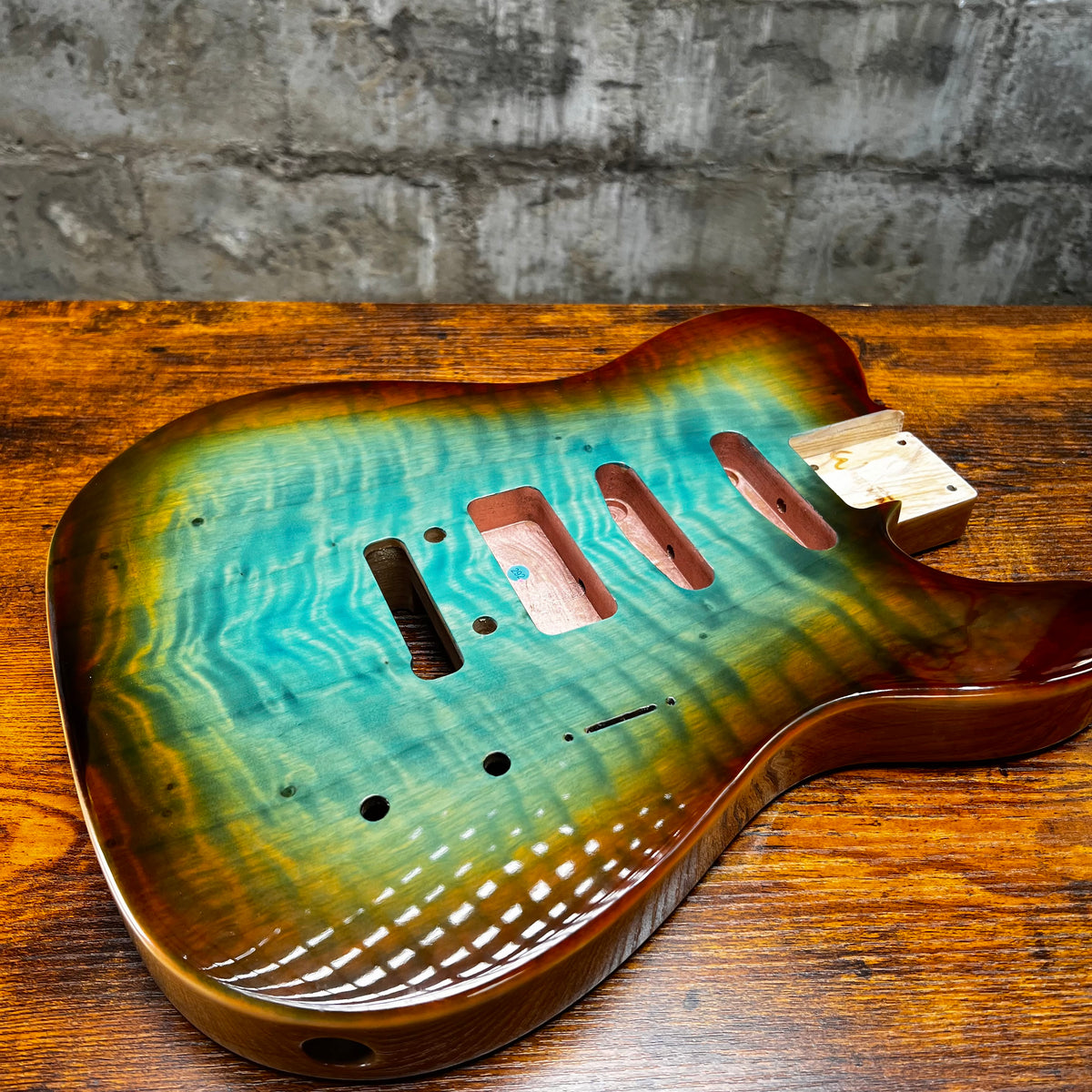 Warmtone CG Flamed Maple Tele Guitar Body "Brown Burst” P90 Gloss