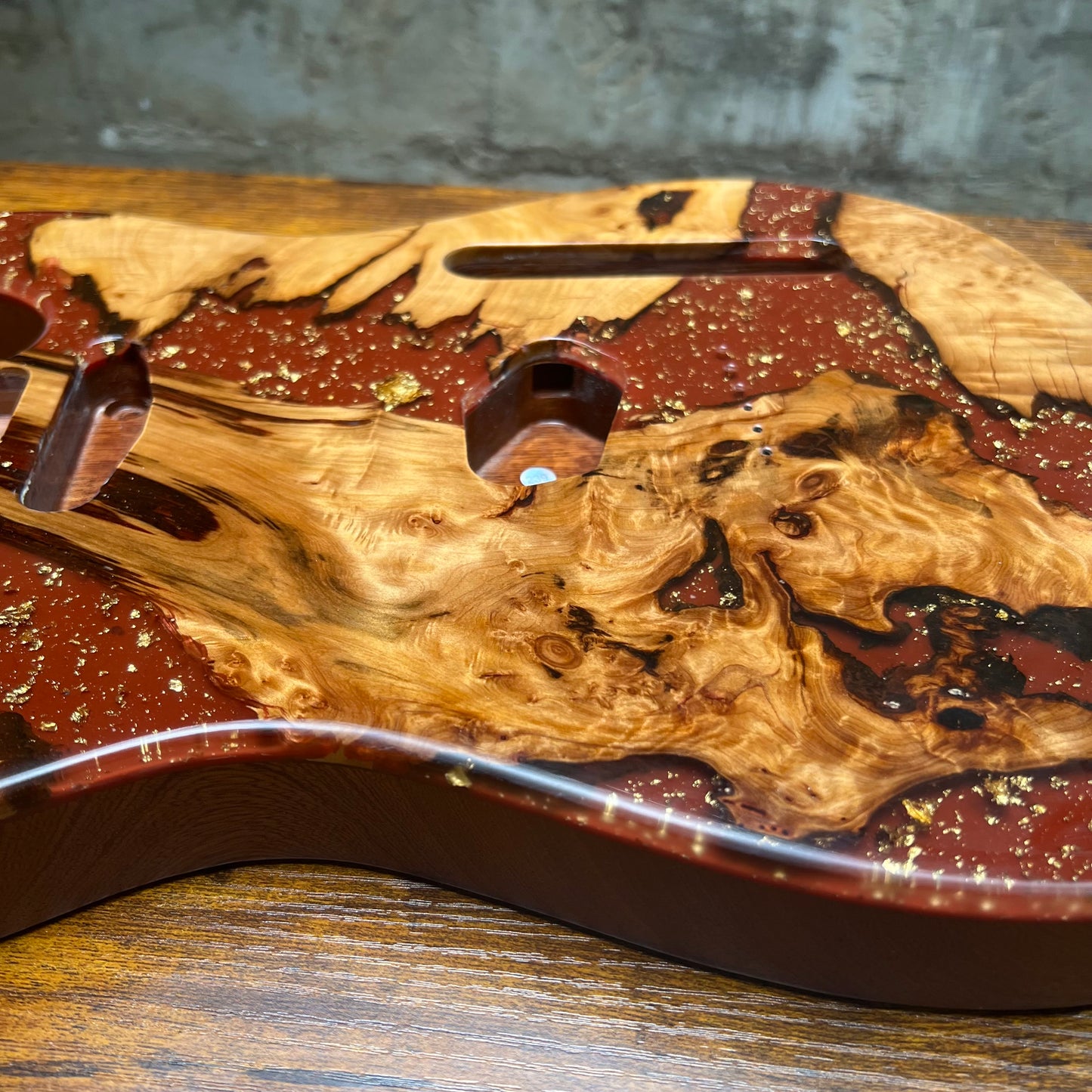 Warmtone Custom Guitars Burl Epoxy Resin Tele Body “Redd”#239