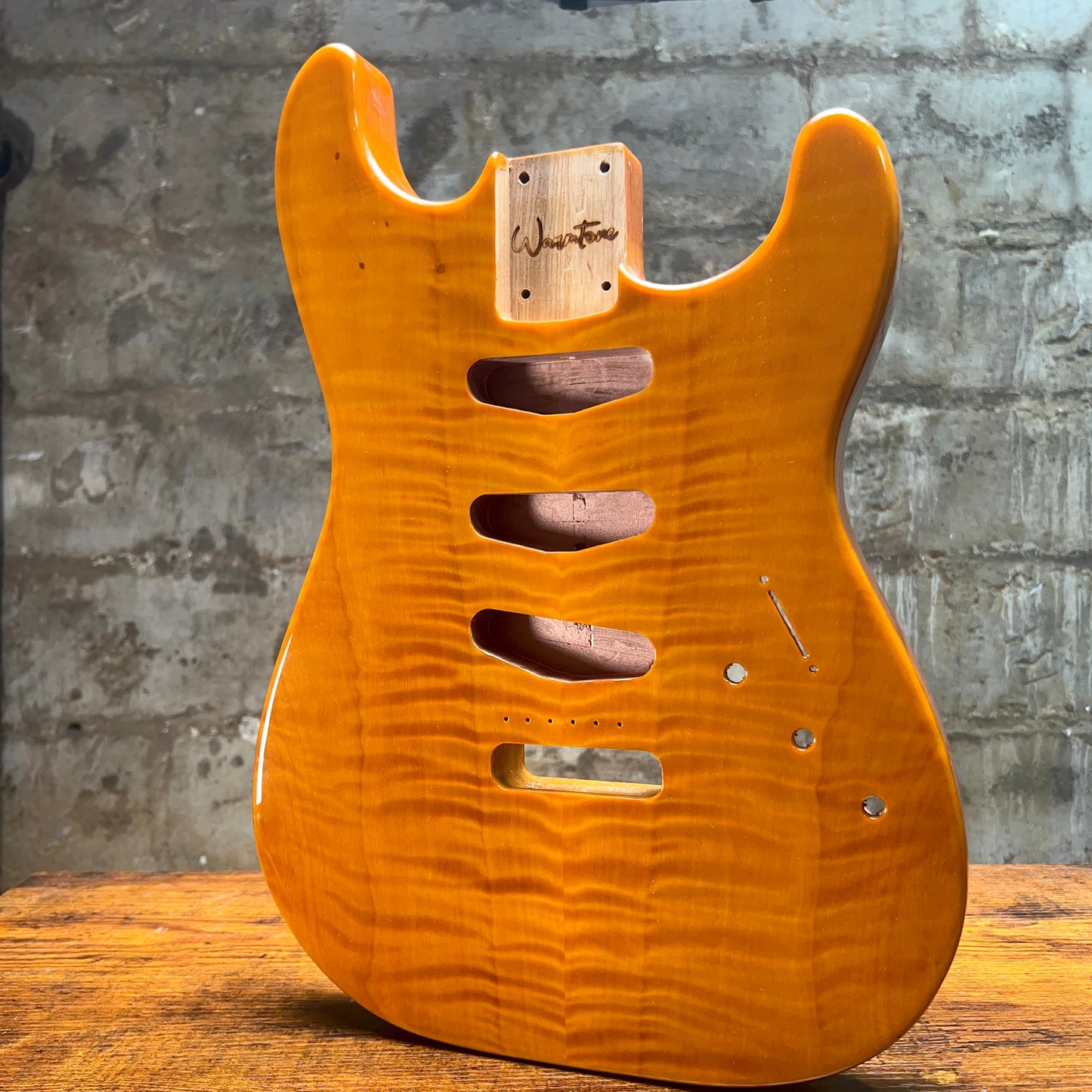 Warmtone CG SSS Strat Style Guitar Body Flamed Maple “Sun” 4.7lbs