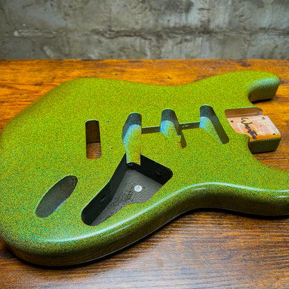Warmtone Custom Guitars SSS Strat Guitar Body “Green Sparkle” Alder #243