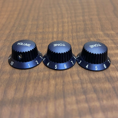 Warmtone CG Anodized Aluminum Strat Knob Set “Midnight Blue” Set Screw