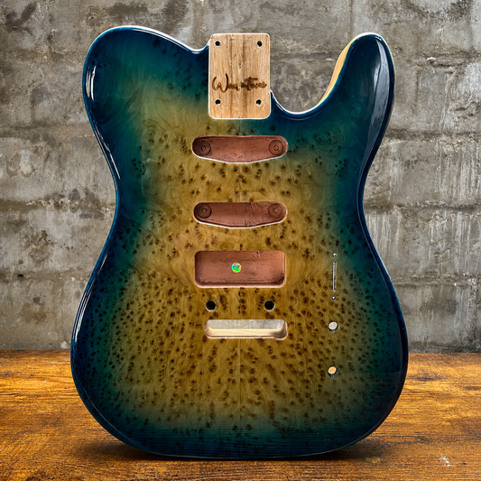 Warmtone CG Burl Telecaster Guitar Body "Dark Leopard” P90 4.8lbs