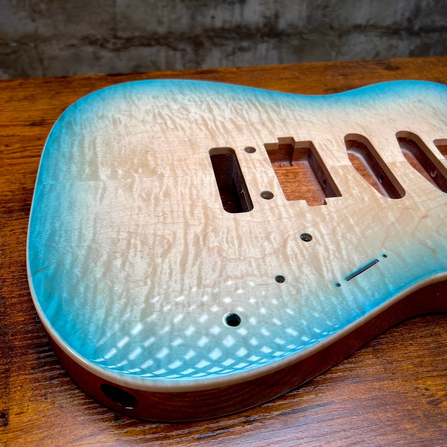 Warmtone CG Flamed Maple Telecaster Guitar Body "Caribbean Burst” #258