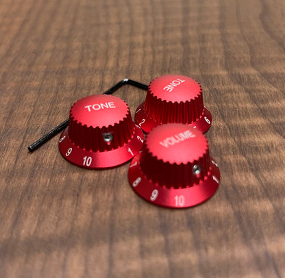 Warmtone CG Anodized Aluminum Strat Knob Set “Red” Set Screw