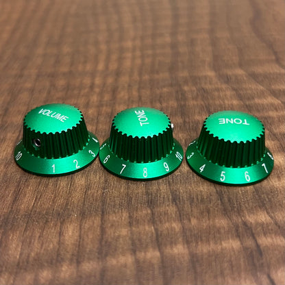 Warmtone CG Anodized Aluminum Strat Knob Set “Green” Set Screw