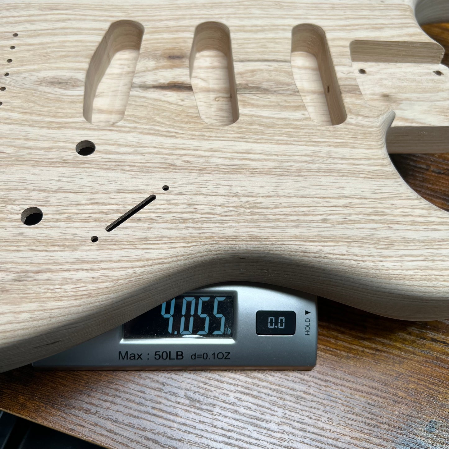 1 Piece Swamp Ash SSS Strat Style Guitar Body Backroute Unfinished 4lbs