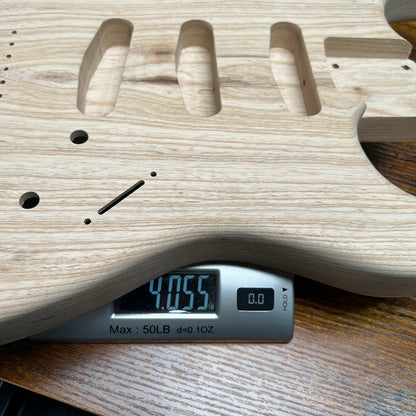 1 Piece Swamp Ash SSS Strat Style Guitar Body Backroute Unfinished 4lbs