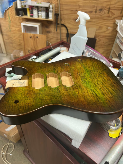 Warmtone CG HHH Tele Guitar Body 2 Sided Flamed Maple “Forest Sunset”