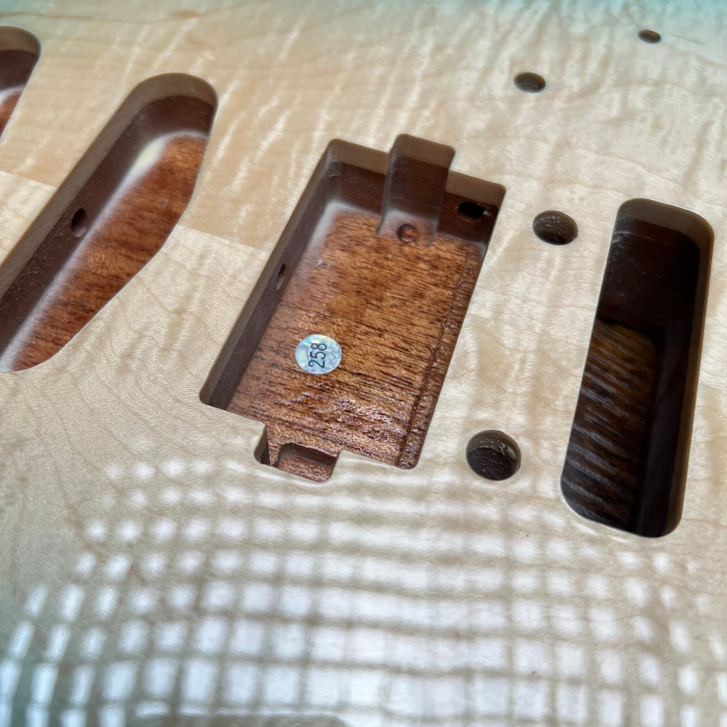 Warmtone CG Flamed Maple Telecaster Guitar Body "Caribbean Burst” #258
