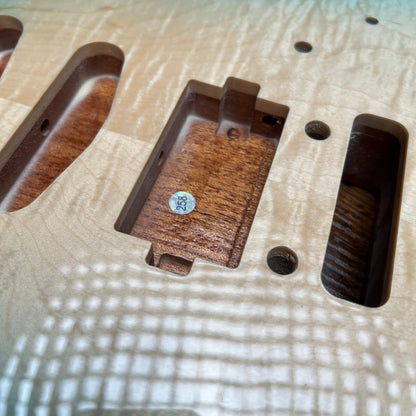 Warmtone CG Flamed Maple Telecaster Guitar Body "Caribbean Burst” #258