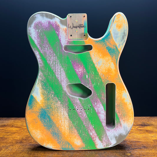 Warmtone Custom Guitars Relic Tele Style Guitar Body “Old Flag” Nitro