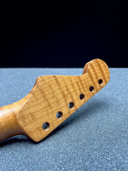 5a Roasted Flamed Maple St Style Neck #10 C Shape Satin 9.5 Radius