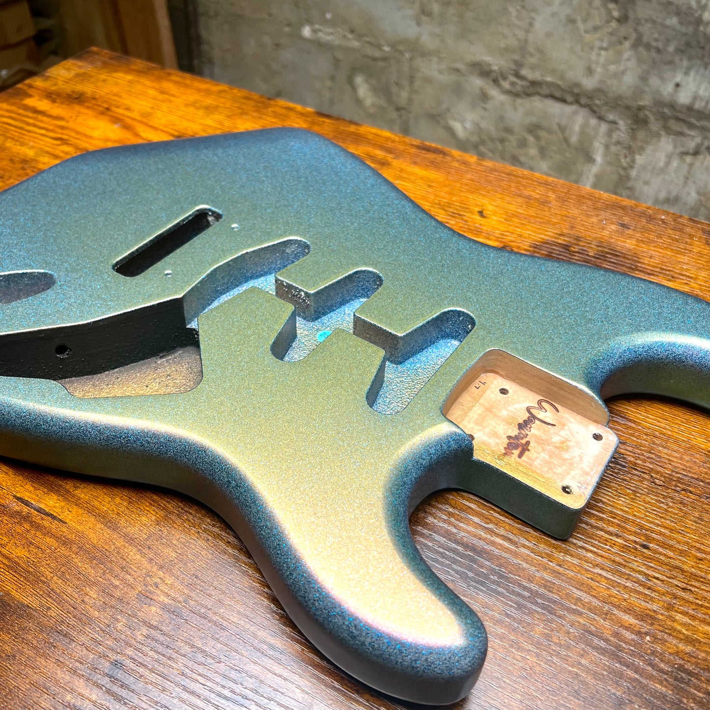 Warmtone CG Color Shift SSS Style Strat Guitar Body “Holo Snow Blue” 4.7lbs