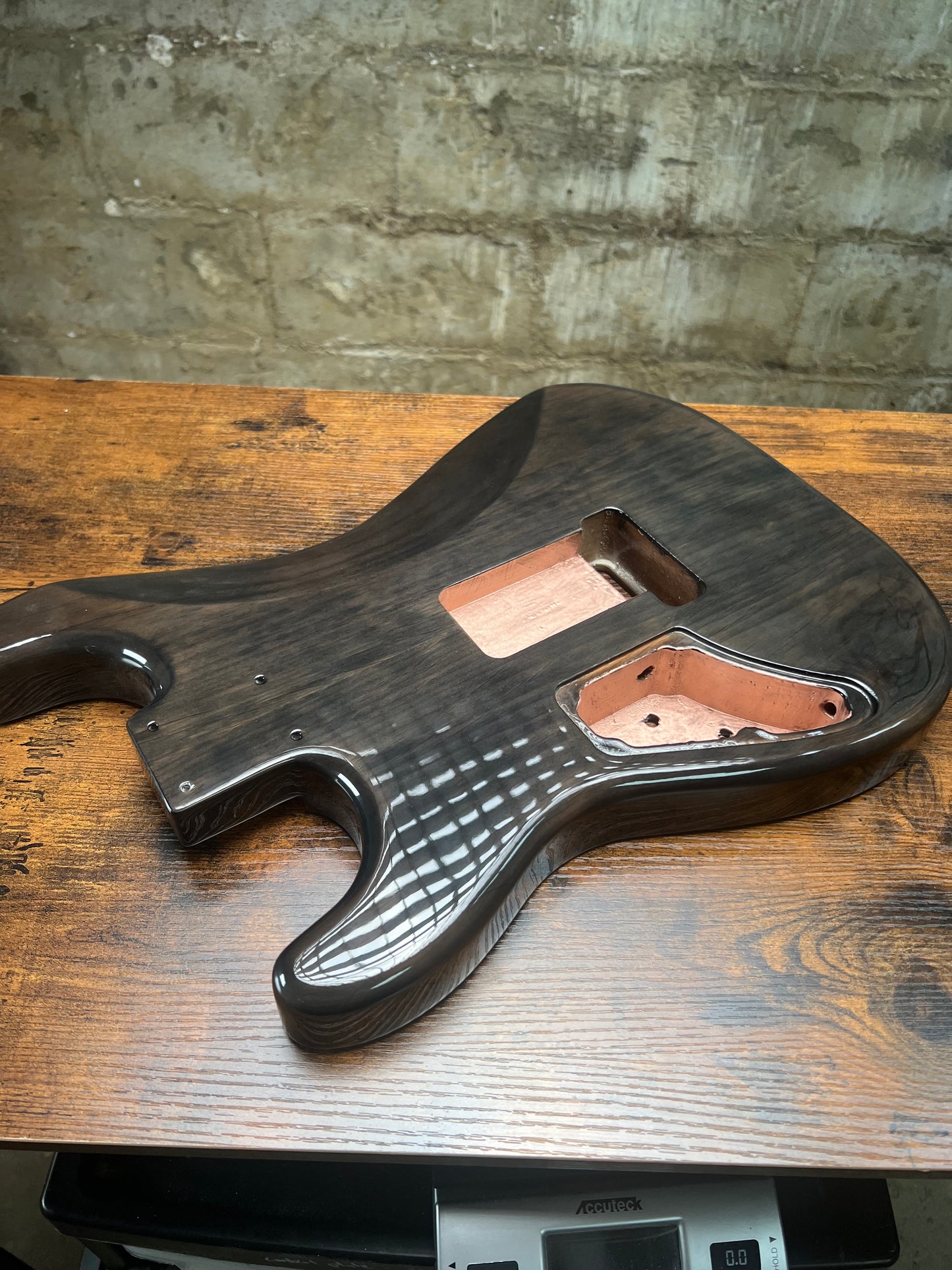 Warmtone CG SSS Strat Style Guitar Body Flamed Maple "Black Water”