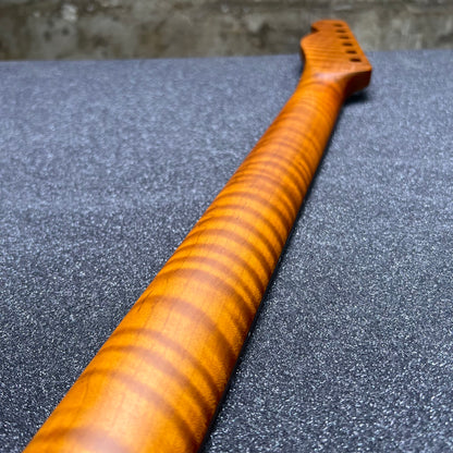 Golden Brown Roasted Flamed Maple Tele Style Neck #42