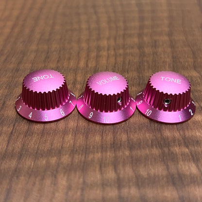 Warmtone CG Anodized Aluminum Strat Knob Set “Pink”