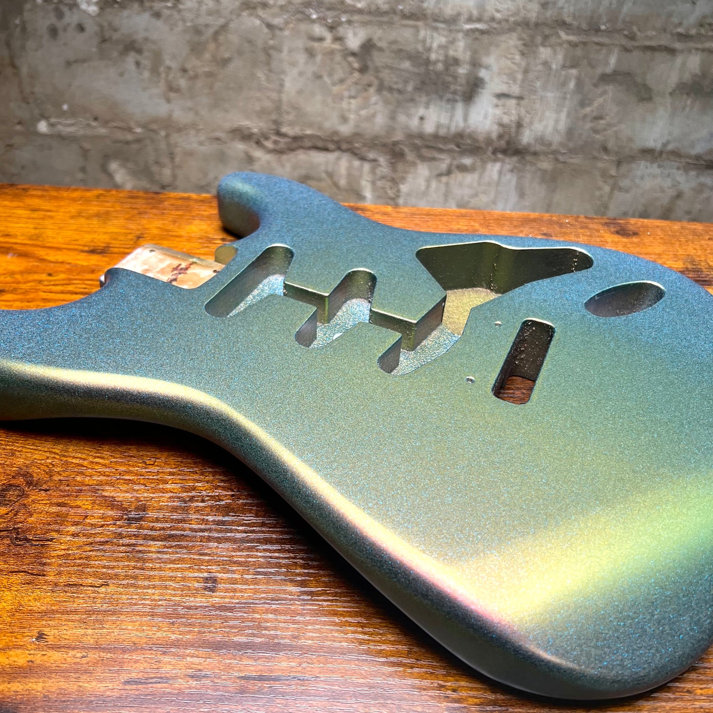Warmtone CG Color Shift SSS Style Strat Guitar Body “Holo Snow Blue” 4.7lbs