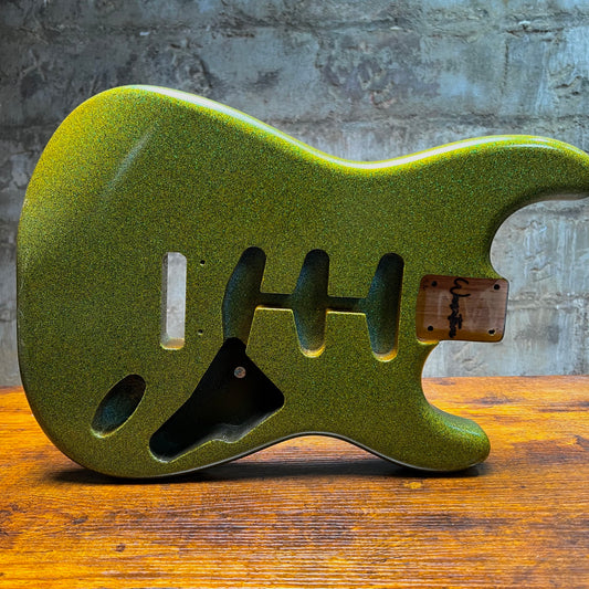 Warmtone Custom Guitars SSS Strat Guitar Body “Green Sparkle” Alder #243