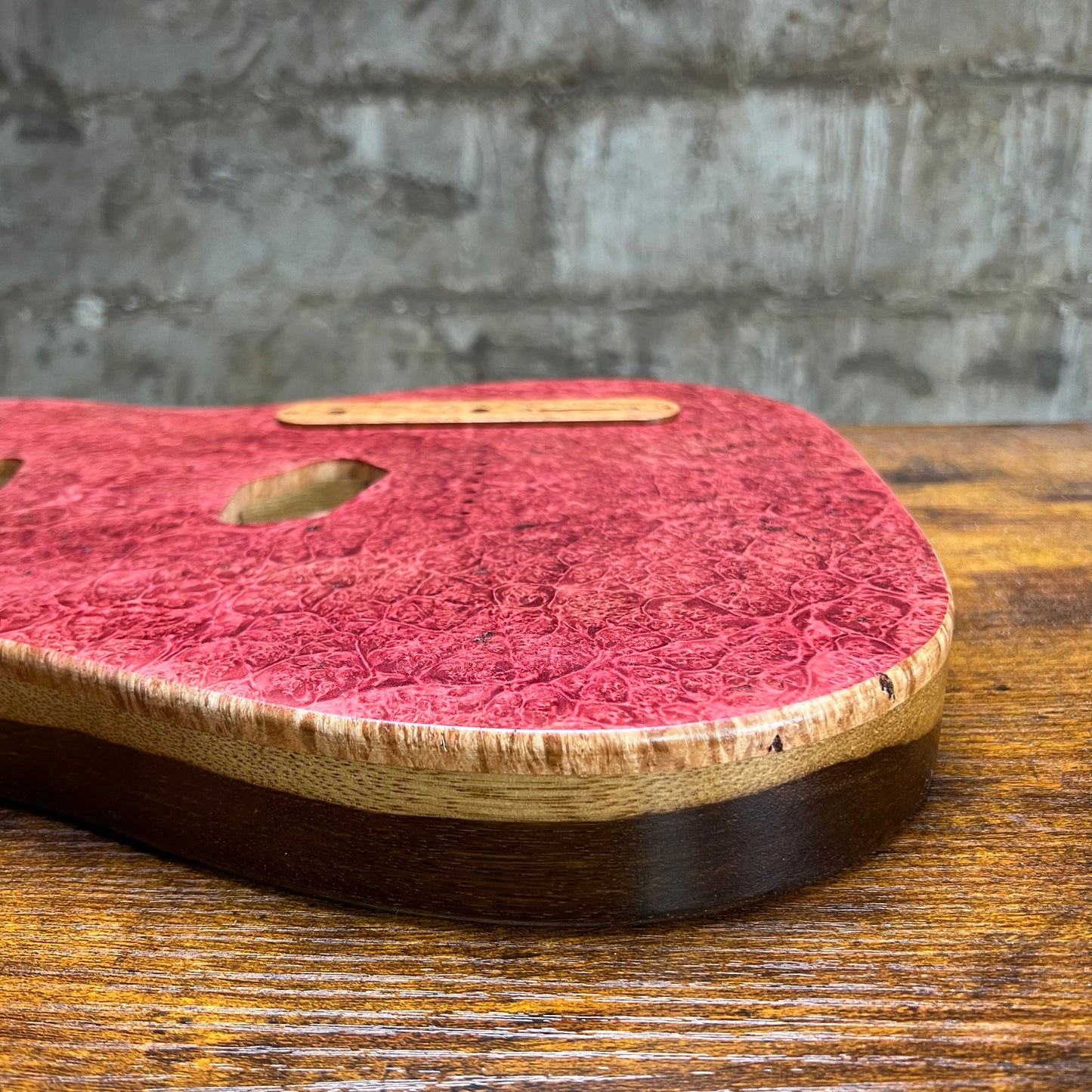 Warmtone CG Tele Guitar Body “Ruby Diamond” Maple Burl/Limba