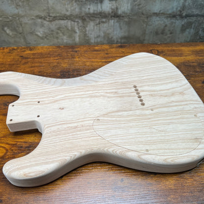 1 Piece Swamp Ash SSS Strat Style Guitar Body Backroute Unfinished 4lbs