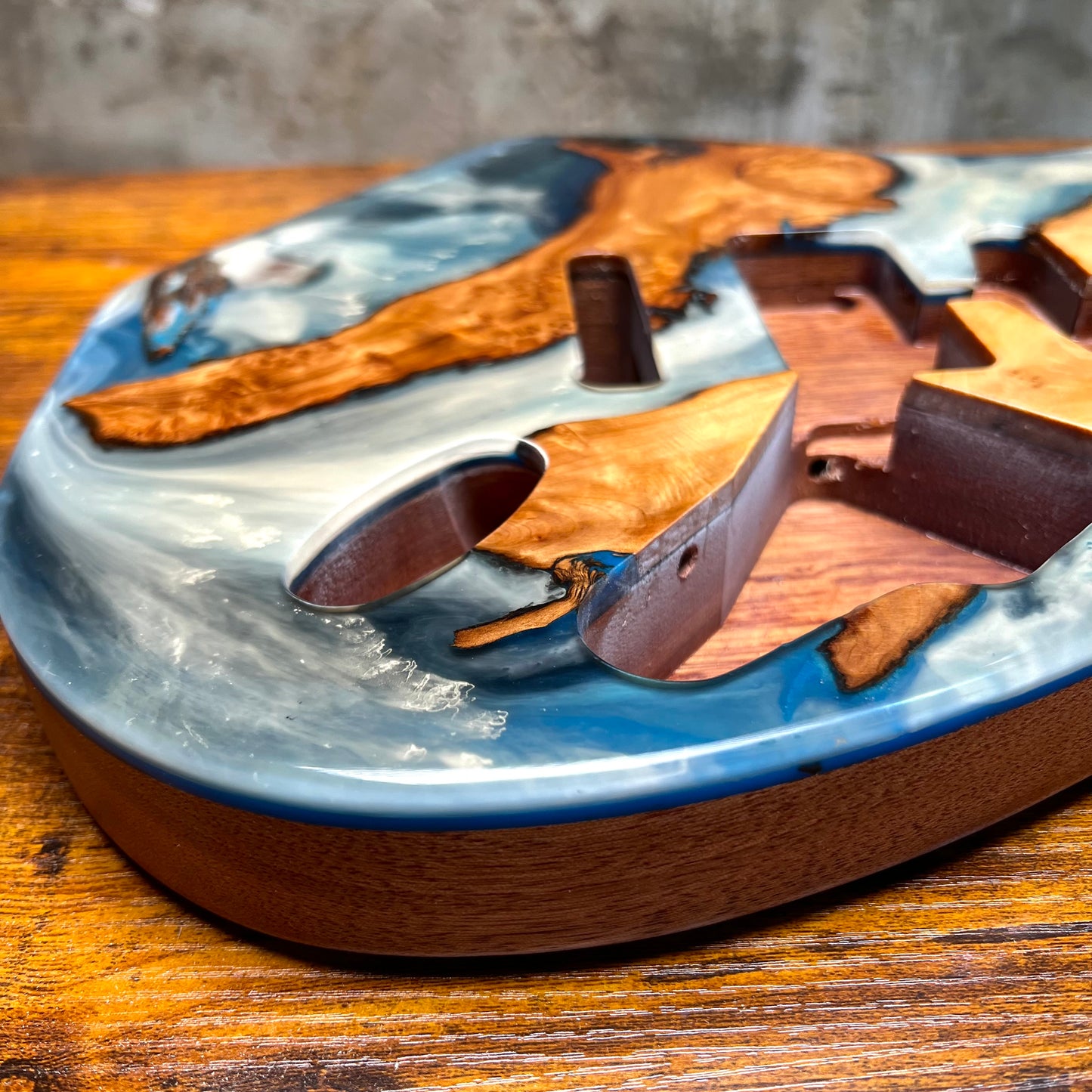 Warmtone Custom Guitars Strat Guitar Body “Lake Placid” Resin Pour