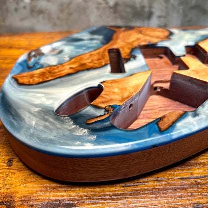 Warmtone Custom Guitars Strat Guitar Body “Lake Placid” Resin Pour