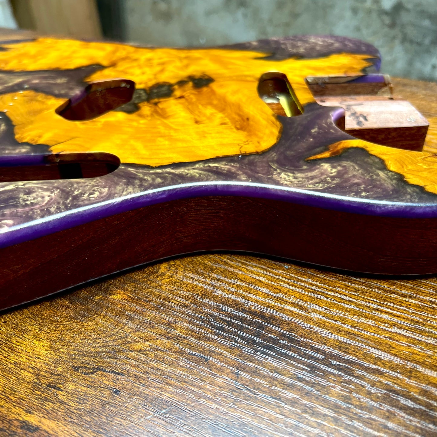 Warmtone Custom Guitars Burl Epoxy Resin Tele Body “Ancient River”