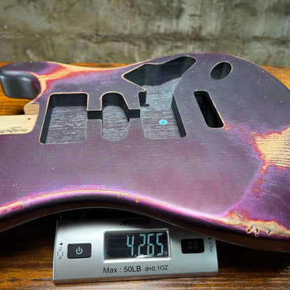 Warmtone CG HSH Strat Style Guitar Body Relic "Purple Bash” Nitro
