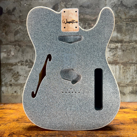 Warmtone Custom Guitars Alder Tele Body W/ Binding " Charcoal Grey Sparkle" F Hole