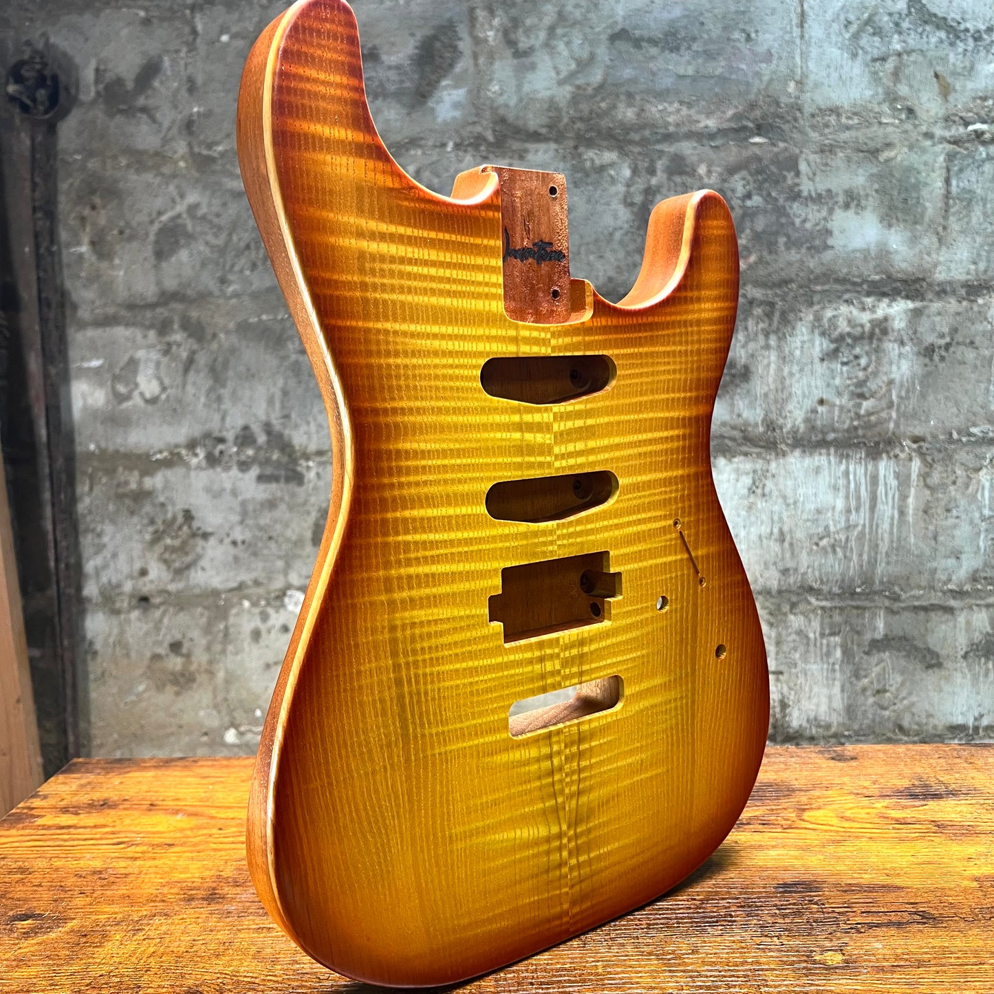 Warmtone CG Hss Strat Style Guitar Body Flamed Maple “Sunrise” 4.5lbs