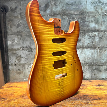 Warmtone CG Hss Strat Style Guitar Body Flamed Maple “Sunrise” 4.5lbs